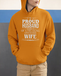 A Proud Husband Of A Freaking Awesome Wife Gift For Family Hoodie