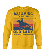 Load image into Gallery viewer, Assuming I'm Just An Old LAdy Was Your First Mistake Retro Vintage Sweatshirt
