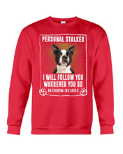 Load image into Gallery viewer, Boston Terrier Personal Stalker St. Patrick's Day Printed Mug Sweatshirt
