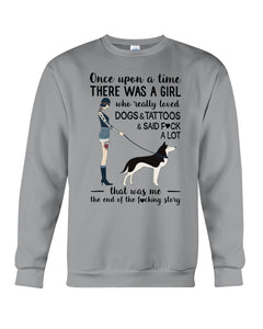 A Girl Really Loved Dogs And Tattoos  Unique Custom Design Sweatshirt