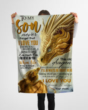 Load image into Gallery viewer, Yellow Dragon I&#39;ll Always Be Right There Standing Beside You Mom Gift For Son Fleece Blanket
