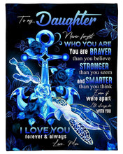 Load image into Gallery viewer, Blue Turtle And Roses Gift For Daughter I Love You Forever And Always Fleece Blanket
