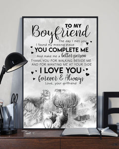Deer Gift For Boyfriend You Complete Me Vertical Poster