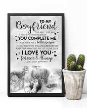 Load image into Gallery viewer, Deer Gift For Boyfriend You Complete Me Vertical Poster
