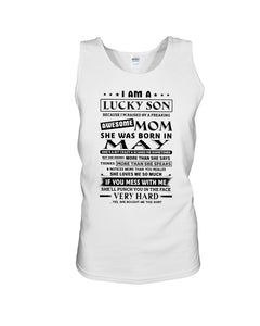 A Lucky Son Of A May Freaking Awesome Mom For Birthday Gift Unisex Tank Top