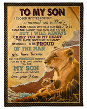 Load image into Gallery viewer, Always Carry You In My Heart Wild Lion Mama Gift For Son Fleece Blanket
