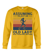 Load image into Gallery viewer, Assuming I'm Just An Old Lady Was Your First Mistake Retro Vintage Sweatshirt
