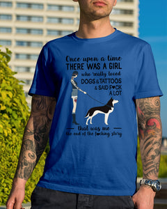 A Girl Really Loved Dogs And Tattoos  Unique Custom Design Guys Tee