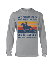 Load image into Gallery viewer, Assuming I'm Just An Old LAdy Was Your First Mistake Retro Vintage Unisex Long Sleeve

