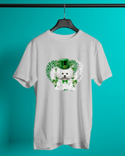 Load image into Gallery viewer, Bichon White And Green Clover Heart Design St Patrick's Day Gift For Dog Lovers Guys Tee
